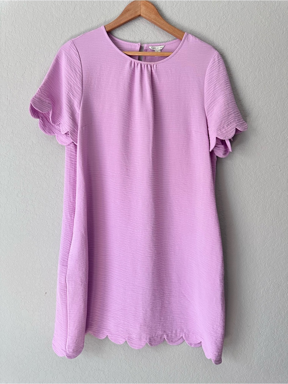Cato Lavender Scallop-Edge Short Sleeve Tunic